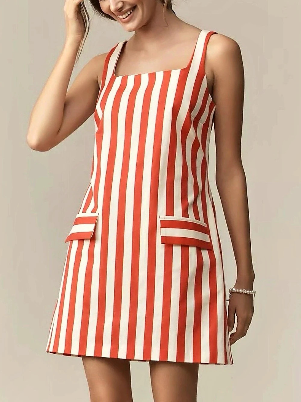 Maeve striped mini dress Red & White Size Medium NWT
